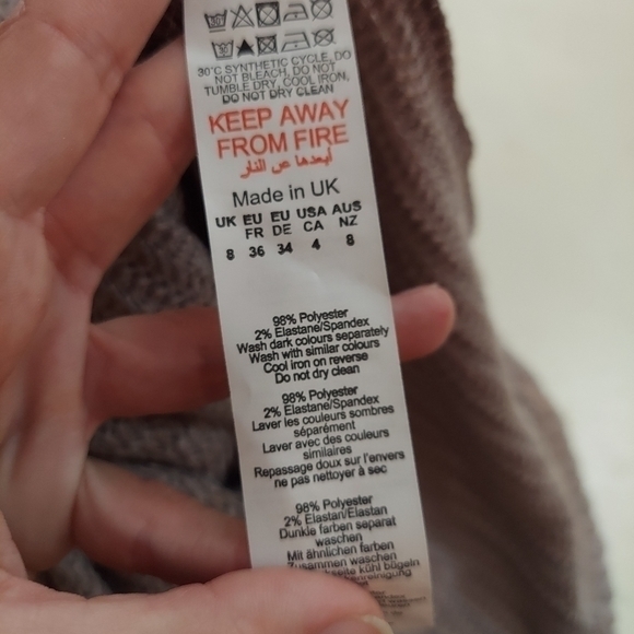 PrettyLittleThing Taupe Textured Knit Twist Cut Out Bardot Midaxi Dress Sz 4 - Picture 3 of 9